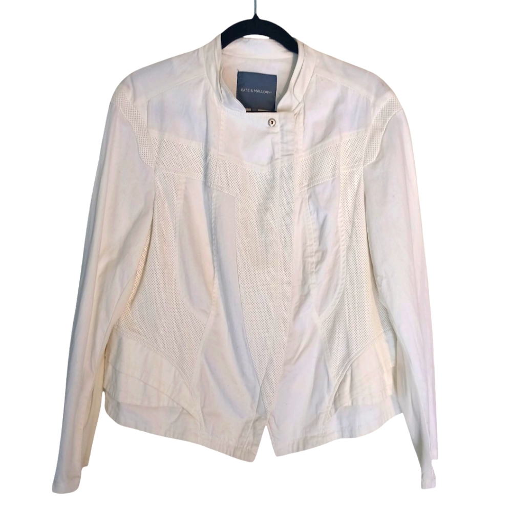 Kate & Mallory Spring Windbreaker Cream Jacket Zip Up with Mesh US Size‎ XL